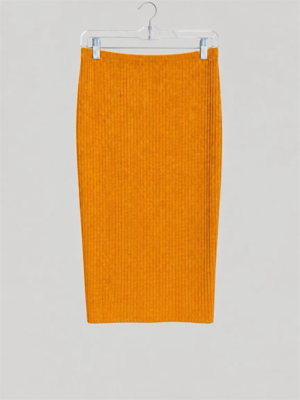 NWT Stretched Ribbed Pencil Skirt w/Slit in Pumpkin Orange - L